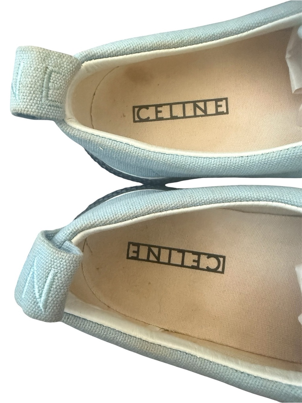 Celine Canvas 180° Low Top Sneakers Light Blue Lace-Up Size 40 (US M7, W9) - Picture 9 of 12